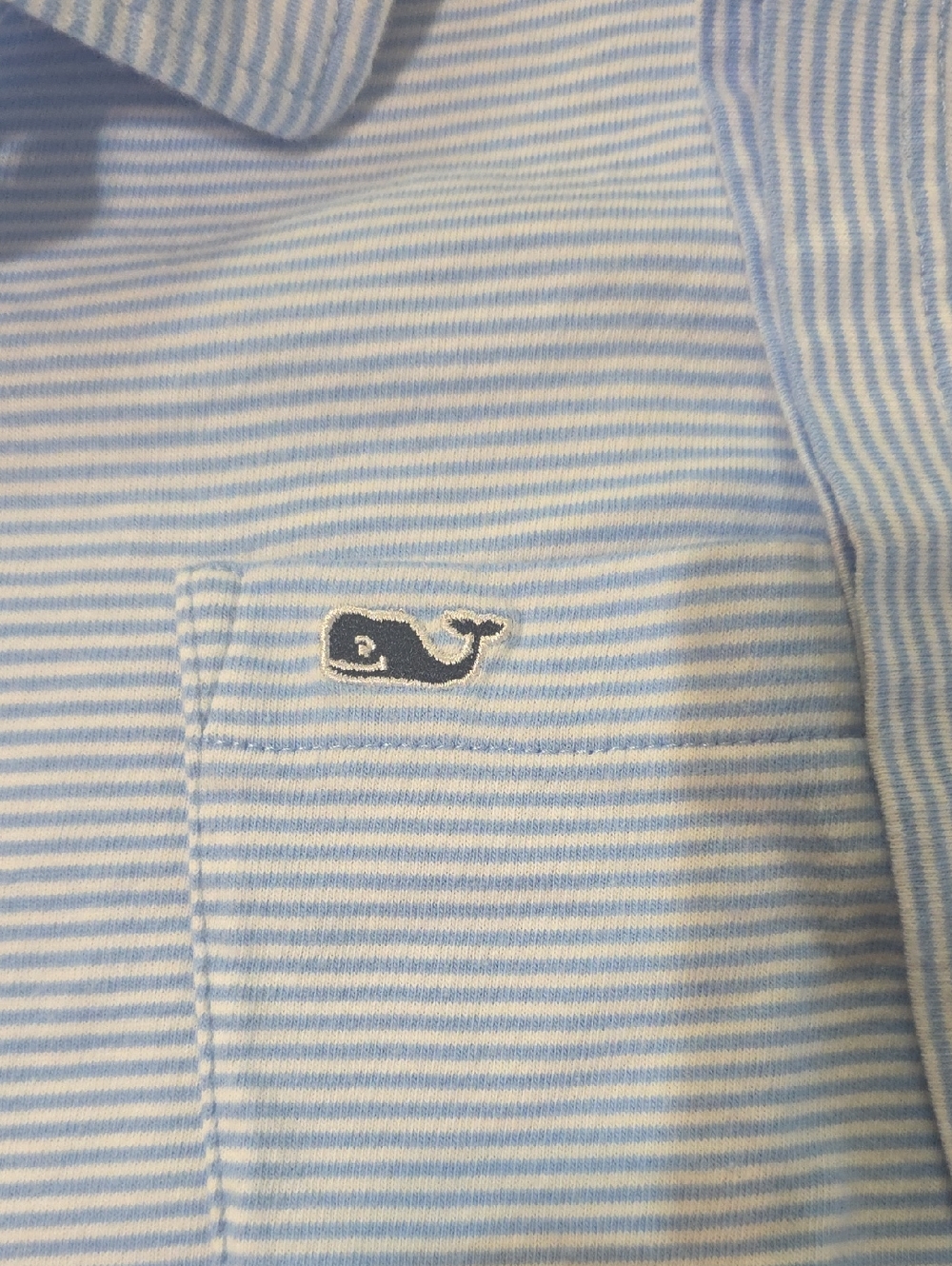 XL Vineyard Vines Blue & White Thin-Stripe Polo - Picture 3 of 3